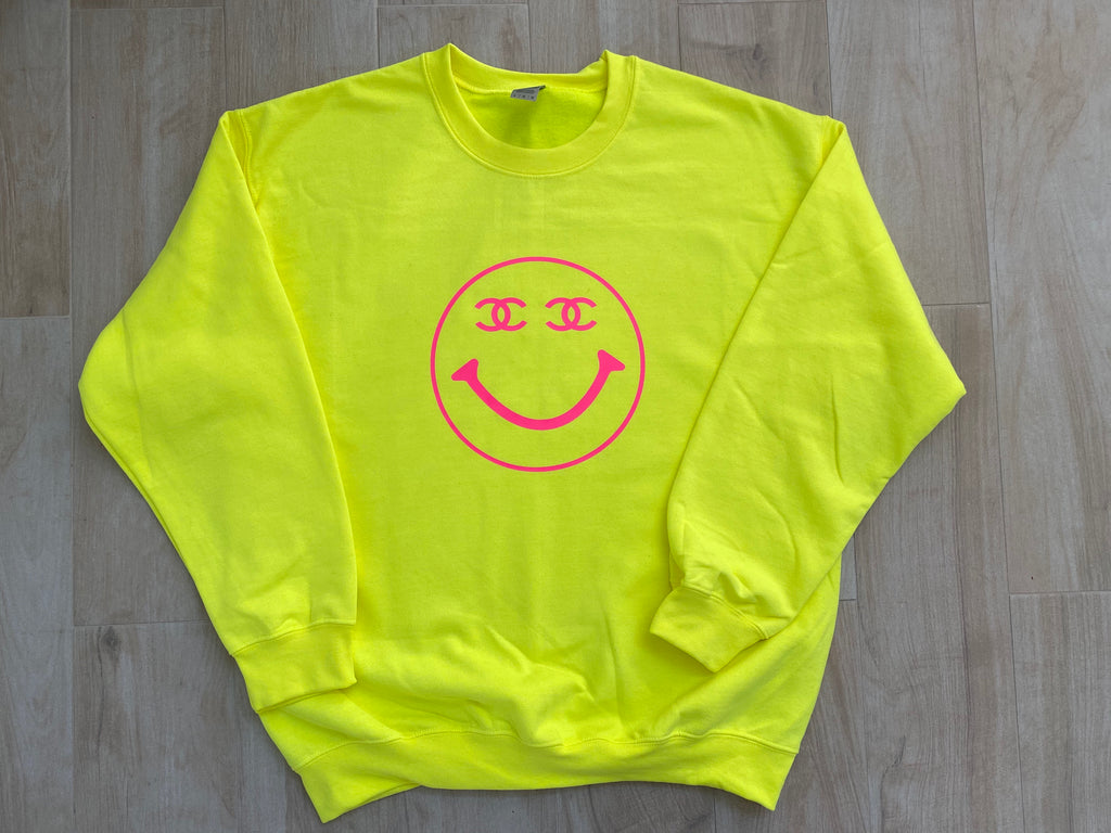 Neon yellow CC Smiley Crewneck