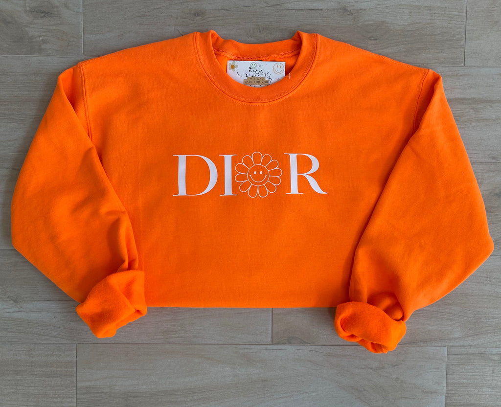 Neon orange Daisy crewneck